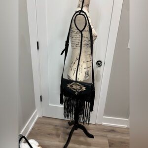 Idyllwind Black and Tan Fringe Crossbody Bag
